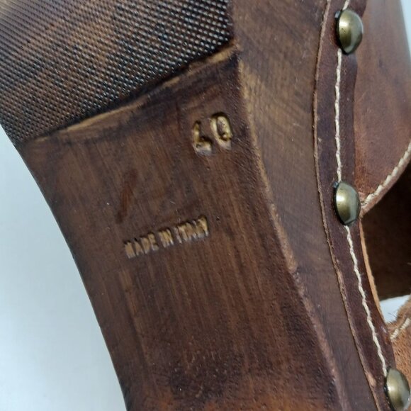 Sbicca UNISON Brown Leather Platform Clog Sandals Size 40 Made in Italy Chunky - Picture 9 of 16